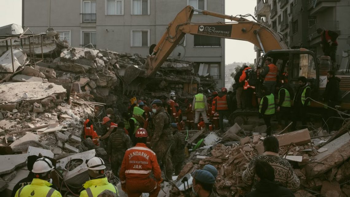 Rescuers work tirelessly amidst rubble in Antakya, Hatay, Türkiye, after an earthquake.